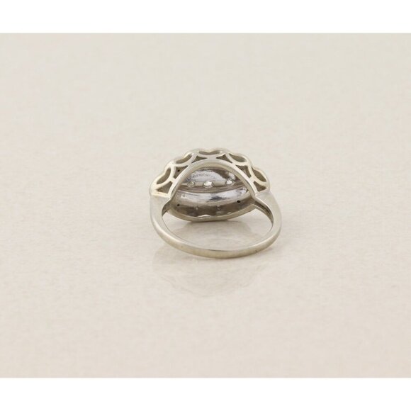 14k White Gold .15 carat Diamond Art Deco Ring Size 4 3/4 sizeable Antique - Picture 6 of 8